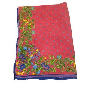 Williams Sonoma Vintage Provence Tablecloth Rust Brick Red Cotton 70 X 90 Inches